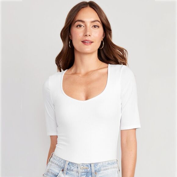 Old Navy Tops - Old Navy Short Sleeve Sweetheart Bodysuit in White